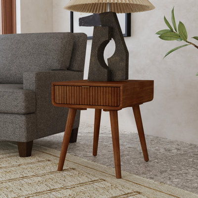 Table de bout en bois massif avec rangement Ludwig