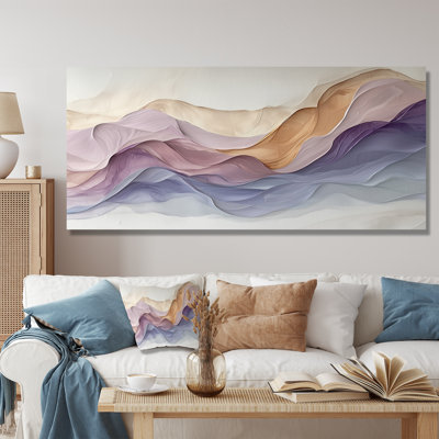 Lavender Soft Tones Digital Flow - Abstract Liquid ink Canvas Wall Art