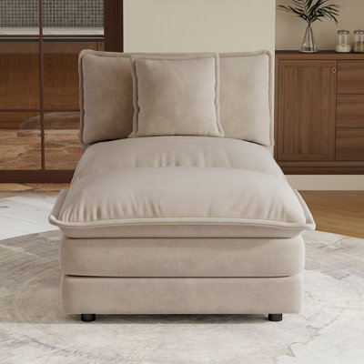 Chaise rembourrée sans accoudoirs en chenille avec module modulaire 1 place pour canapé modulaire avec repose-pieds