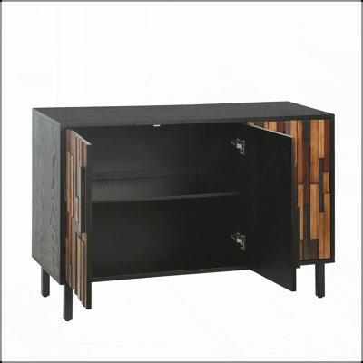 47.24 Inch Farmhouse Rustic Sideboard with Straight Wood Pattern, Modern Accent Cabinet for Durable Storage and Stylish Decor