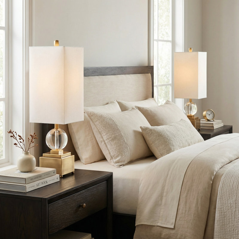 Set Of 2 Crystal Table Lamps