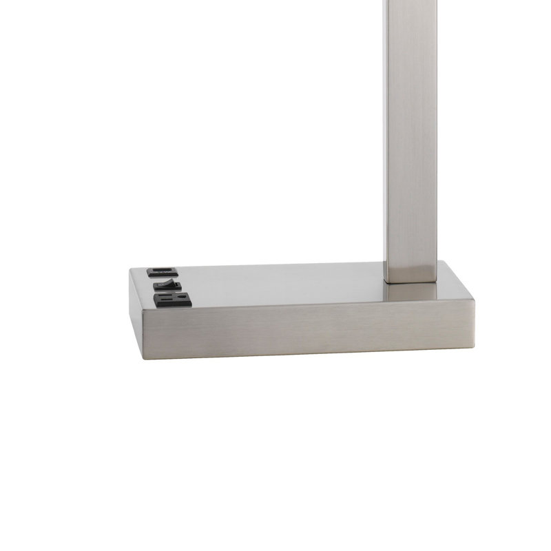 Lampe de bureau argentée 25 po avec prise USB Shetland