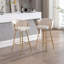 Ensemble de 30 tabourets de bar de 30 pouces avec repose-pieds chromé et base en velours + tabouret de bar simple Golden Leg, crème-130094453