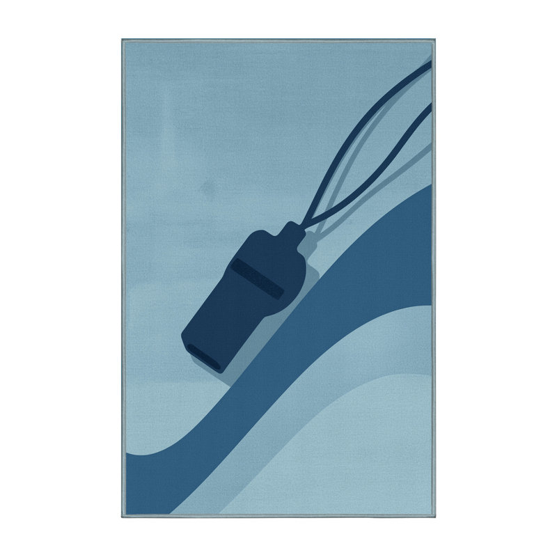 Tapis bleu moelleux doux et moelleux à motif d'arbitre sifflet - Reliure bleu ciel, 8 x 12