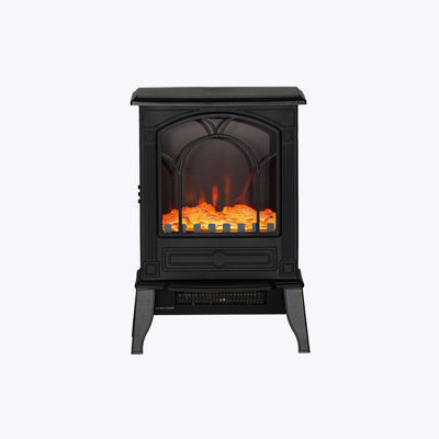 HOMCOM 22" Free Standing Electric Fireplace Stove, Fire Place Heater with Realistic Flame Effect, Overheat Safety Protection, 750W / 1500W