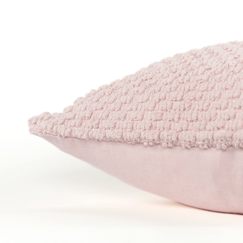 Blush Cotton Textured Square Throw Pillow with Zipper Closure