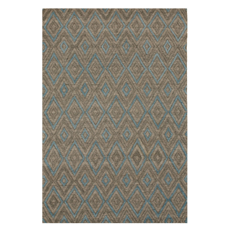 Tapis transitionnel en laine et viscose noué à la main gris Durazo, Rectangle 9 pi x 12 pi
