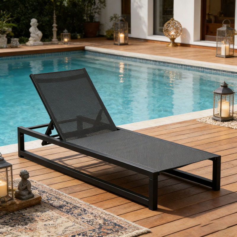 CHAISE LUNGE, noir + gris, 1