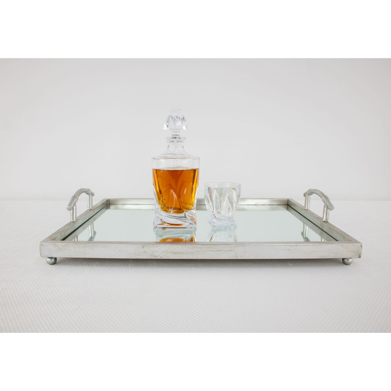 Lalana Decorative Tray, Antiqued Silver Leaf, 19" x 16"