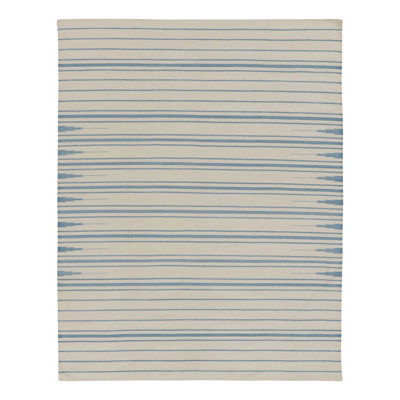 Rug & Kilim’S Indian Dhurrie Rug In Ivory And Blue Stripes