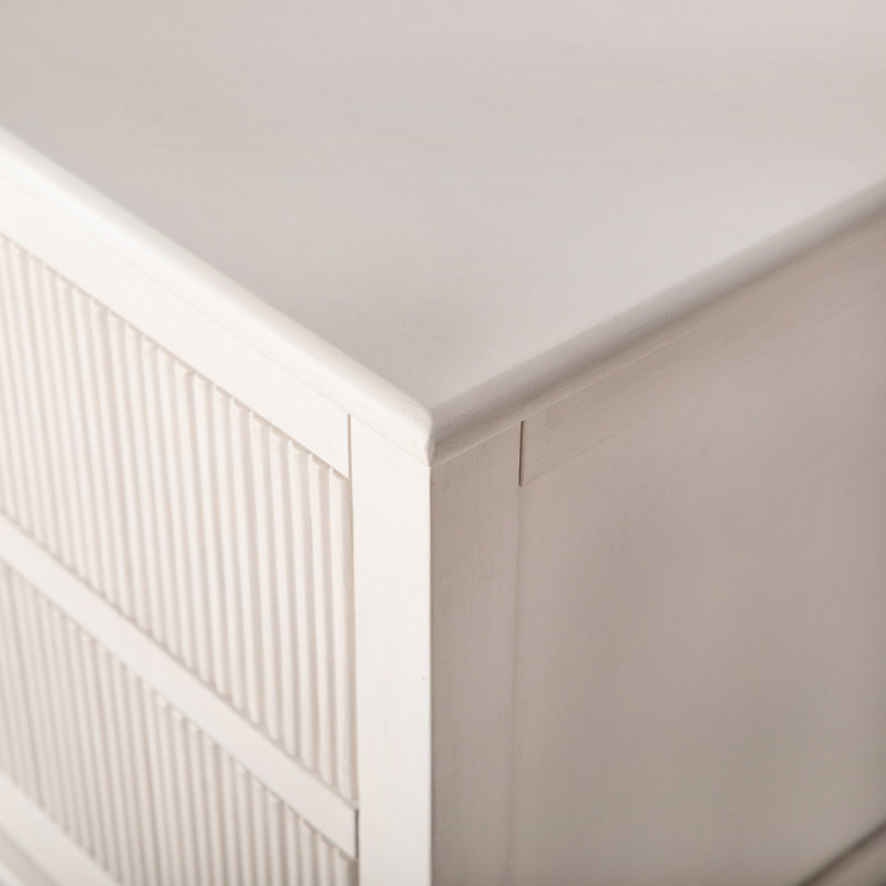 Kim 2 - Drawer Solid Wood Nightstand, Antique White
