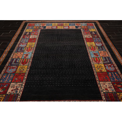 Tapis de zone en laine 8 pi x 11 po à la main one-of-kind noué la gabbeh Temelec