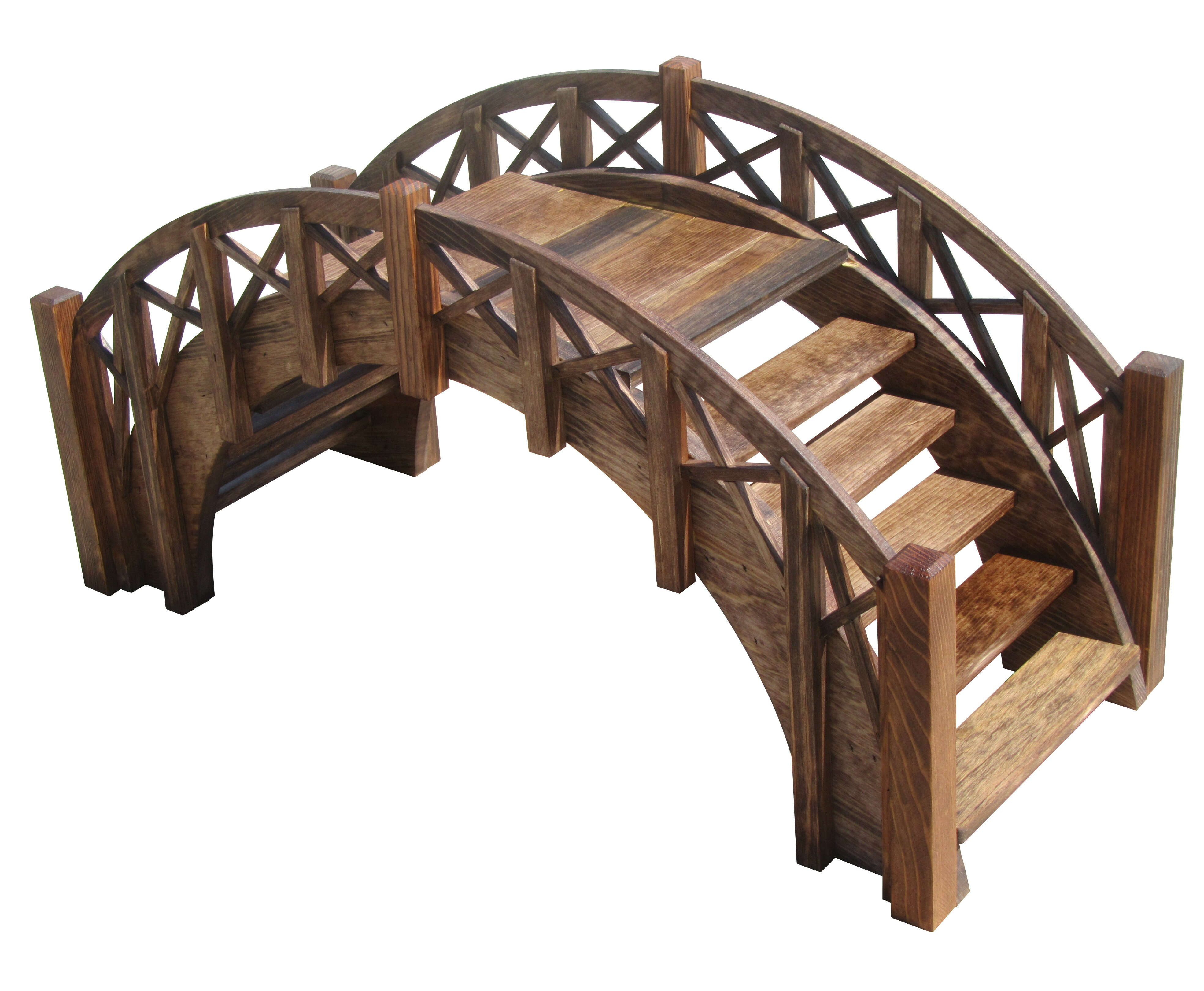 SamsGazebos Fairy Tale Wood Garden Stair Bridge with Cross