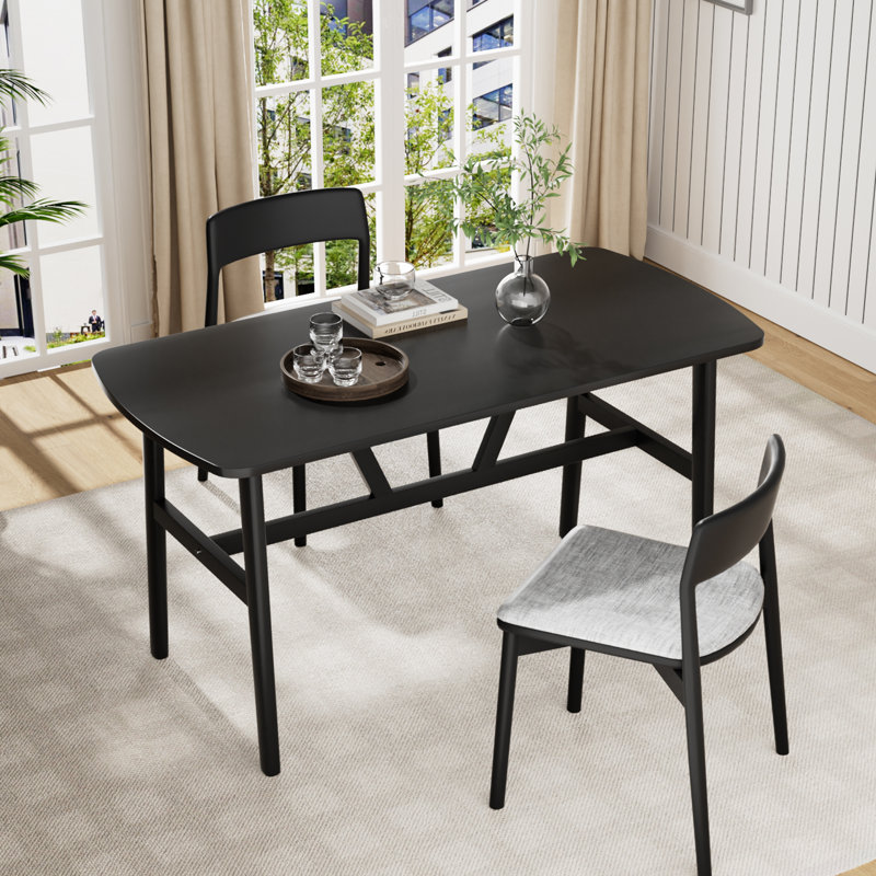 47"W Rectangular Kitchen Room Table, Black, Black