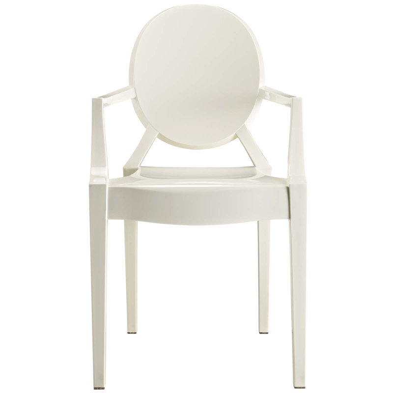  King Louis Back Stacking Side Chair, White, 2