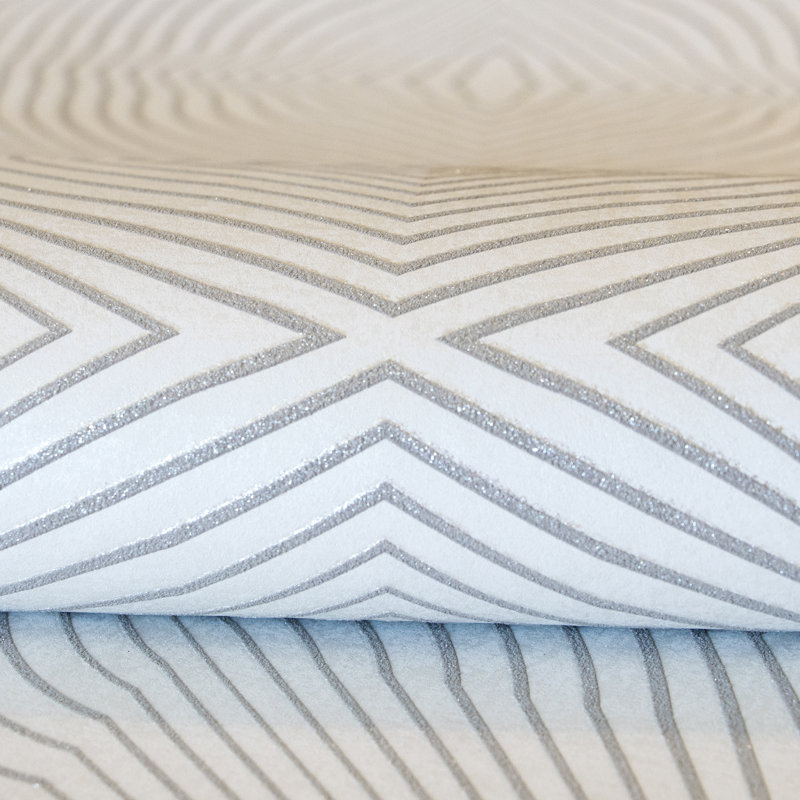 Lilliani Flow Geometric 3D Embossed Glitter 10.05m x 53cm Wallpaper Roll, Ivory