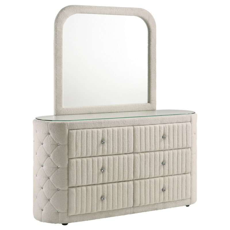 Commode 6 tiroirs avec miroir Ibby