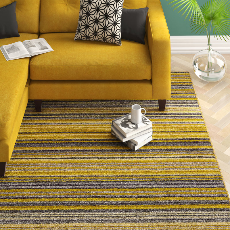 Tarren Handwoven Wool Yellow Rug, Rectangle 120cm x 170cm