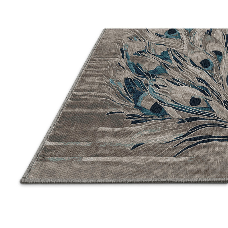 Machine Washable Gray Area Rug, Rectangle 6' x 9'