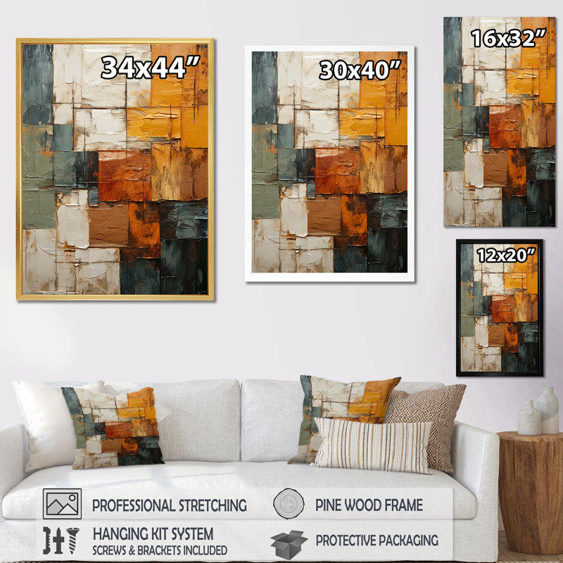 «Hardedge Art Earthy Euphony I», reproduction d'art sur toile abstraite FL72651, Noir, H 40 po x l 30 po x P 1,5 po