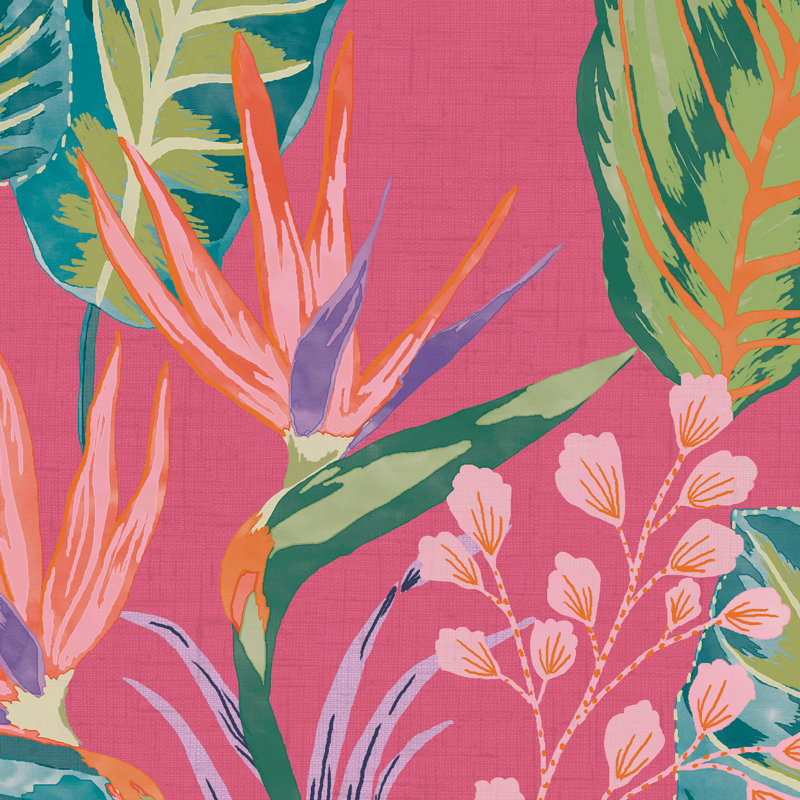  Papier peint floral, Rose