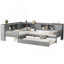 Lit plateforme en L simple avec lit gigogne, lit plateforme en bois massif avec tiroirs et tablettes de rangement, sans sommier, gris-414459532