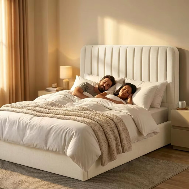 Upholstered Ottoman Storage Bed, Beige, Double (4'6)