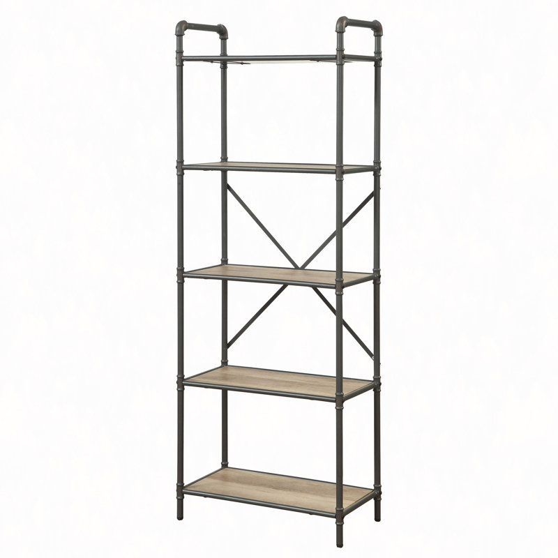 Bibliothèque à 5 niveaux, (5 tablettes) H 63,5 po x l 26,5 po x P 14,5 po