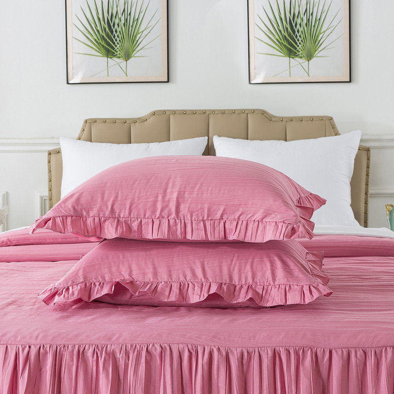 Jupe de lit avec taies décoratives et tapis décoratif, Woodrose