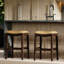 Julian 31In. H Tabouret de bar en bois avec siège en similicuir brun clair-446776996