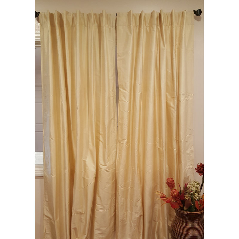 Silk Room Darkening Single Curtain Panel, 50" W x 108" L, Pearl