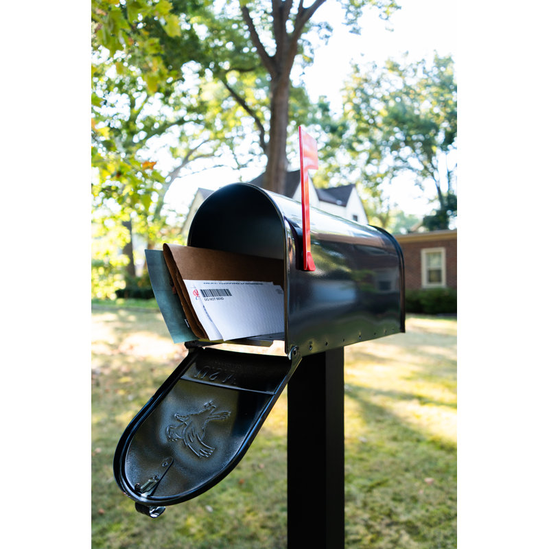 Elite Large Steel Post Mounted Mailbox, Black
