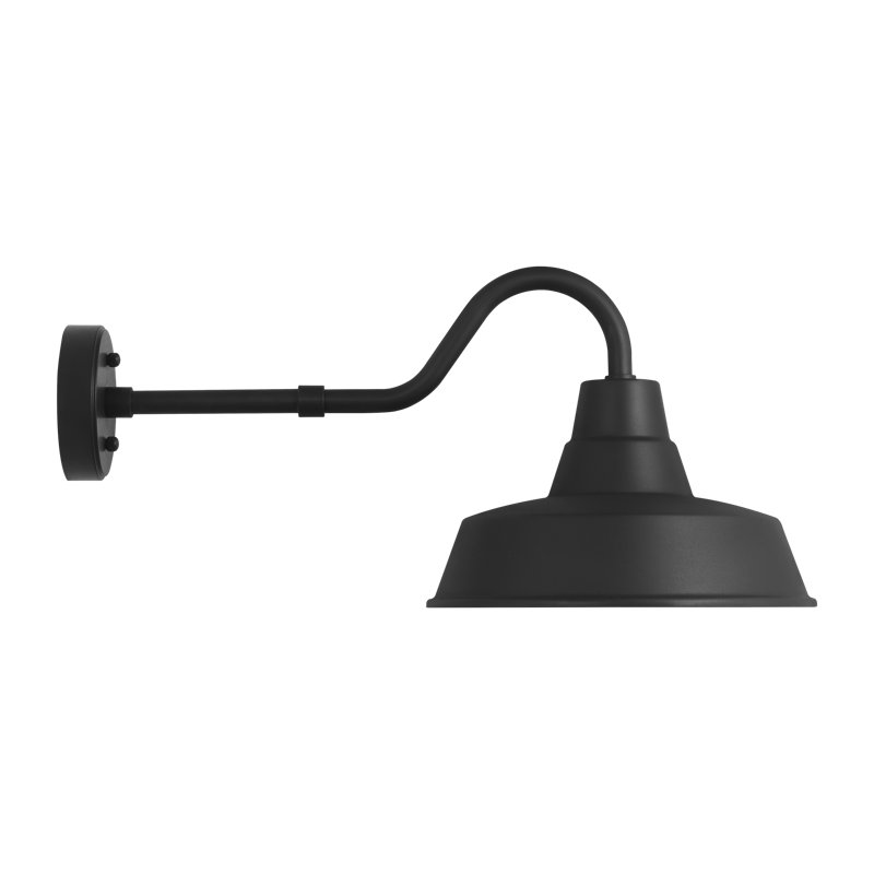 1 - Light Armed Sconce, 10.75" H x 12" W x 17.13" D, No, Textured Black