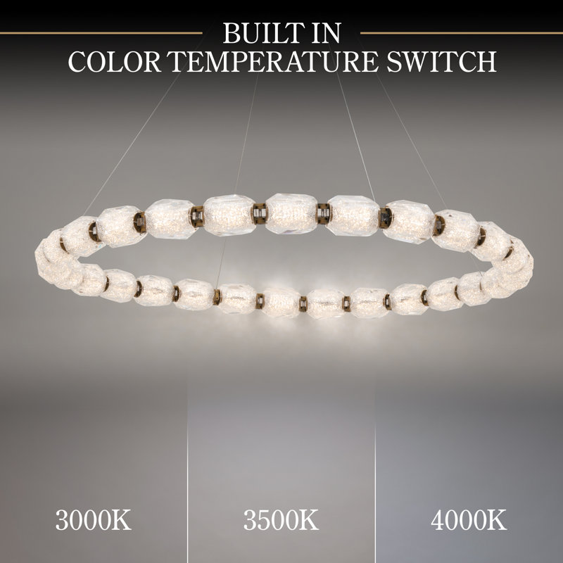 Seduction 28 Light Crystal LED Pendant, Aged Brass