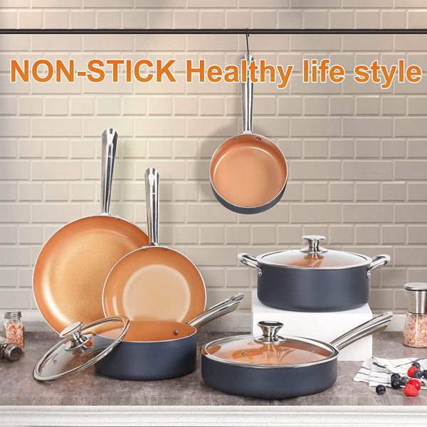 Gibson Copper Cooking Excellence 10-Piece Nonstick Cookware Set
