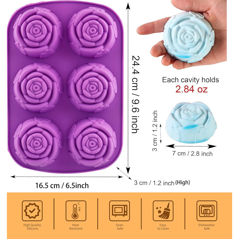 2-pack Large Rose Silicone Baking & Diy Molds