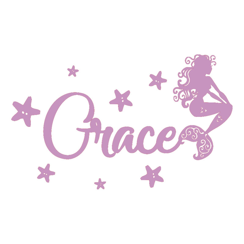 Décalcomanie murale chambre de bébé sirène, Lilas
