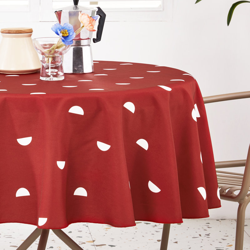 Moon Pattern Spillproof and Water Resistant Tablecloth, Red