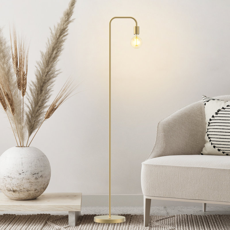 Crimley 64.5" Industrial Standing Arched Floor Lamp and Bulb Included, Gold