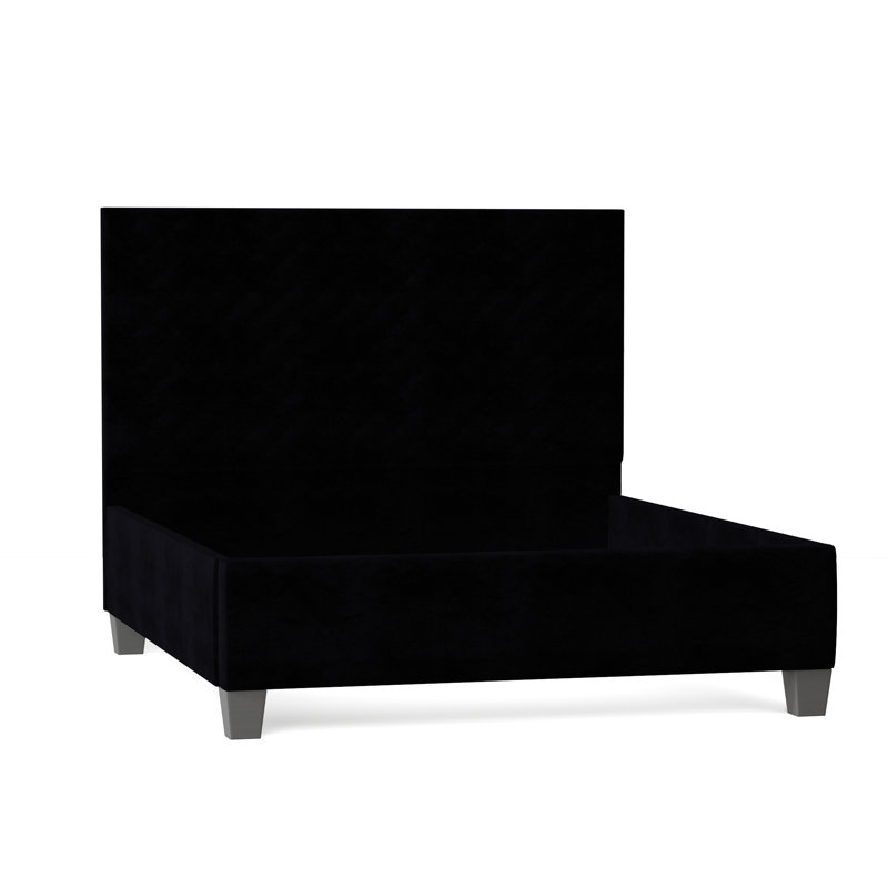 Leigh Upholstered Bed, Queen, Bella Black Performance Velvet, Brown Mahogany
