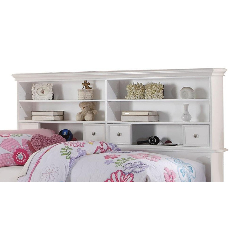 Lit plateforme avec bibliothèque Crotts, Simple, Blanc
