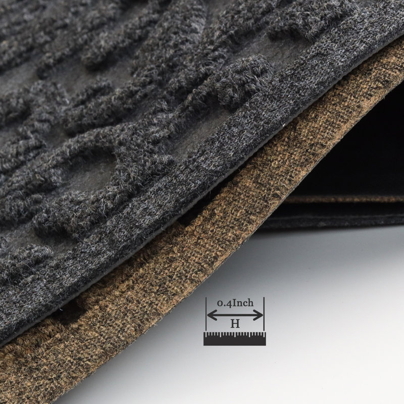 Paillasson intérieur antidérapant Sonoko, L 17 po x L 30 po, Gris foncé