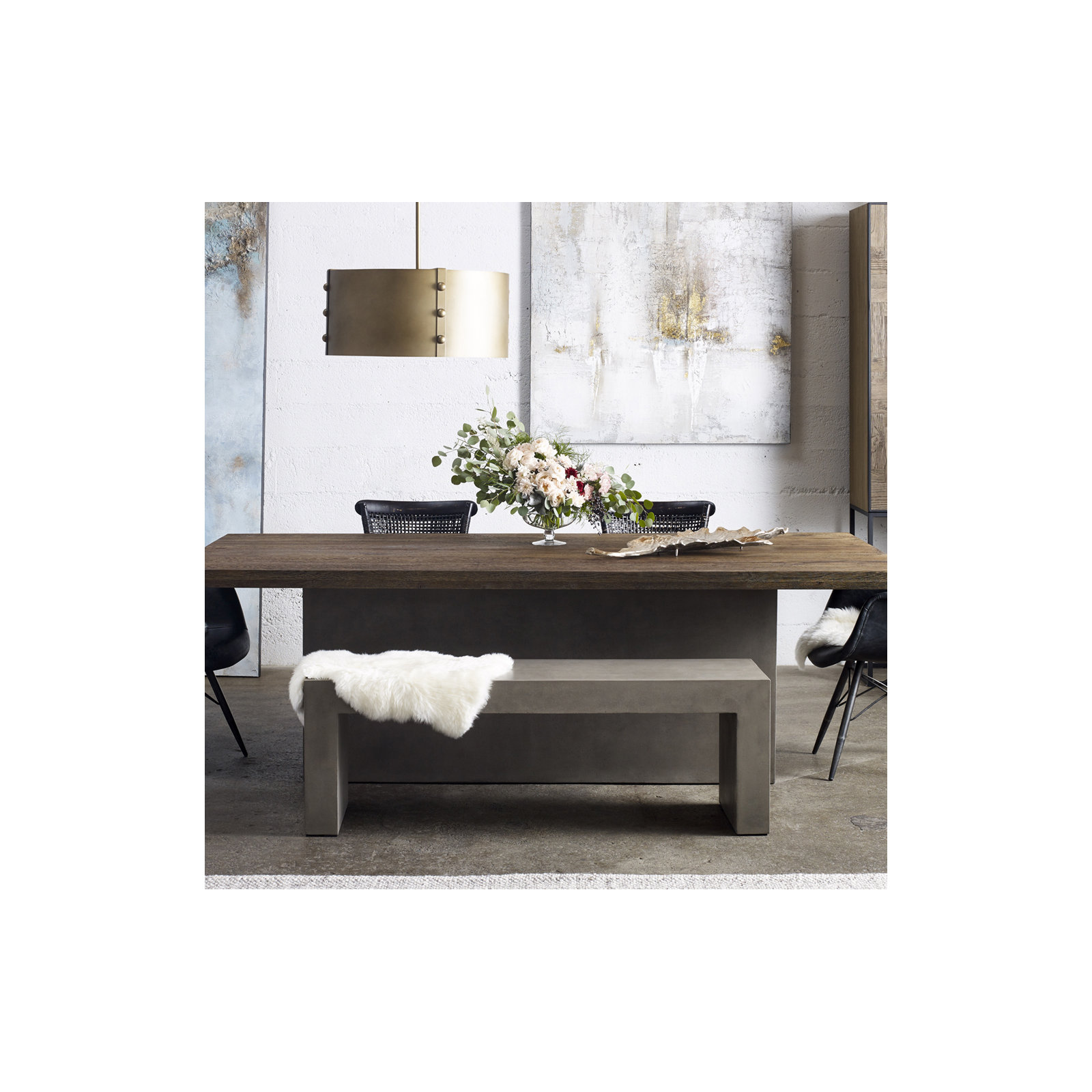 Columbia 55'' Concrete Outdoor Bench, Gray Performance