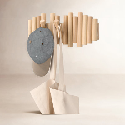 5 - Hook Solid Wood Coat Rack