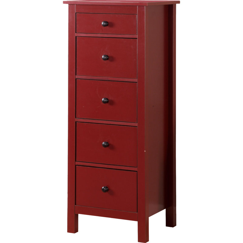 Commode à 5 tiroirs l 18,5 po Bryant, Rouge