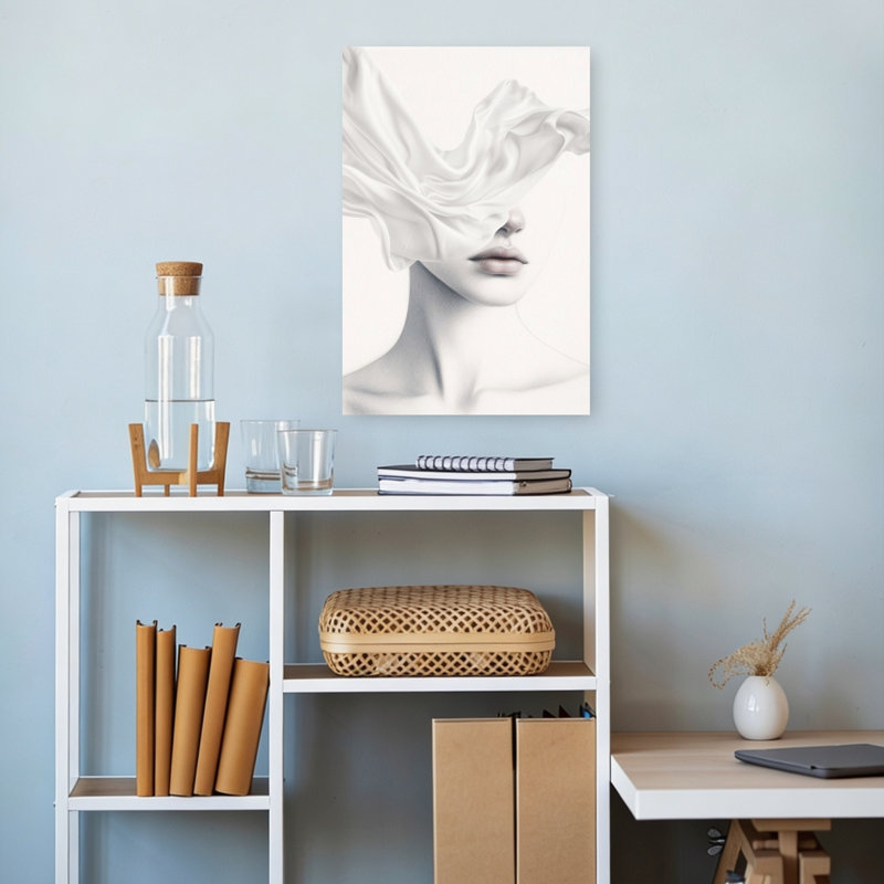 Elegant Veiled Woman Delicate Dreamy Elegant Portrait Wall Art Print 1 Piece Wrapped Canvas Wall Art, 45.72cm H x 30.48cm W