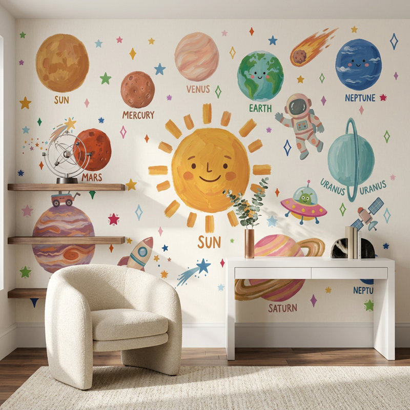 Astronaute, papier peint flottant, décoration murale, espace galaxie, Non tissé, 140 po x 108 po