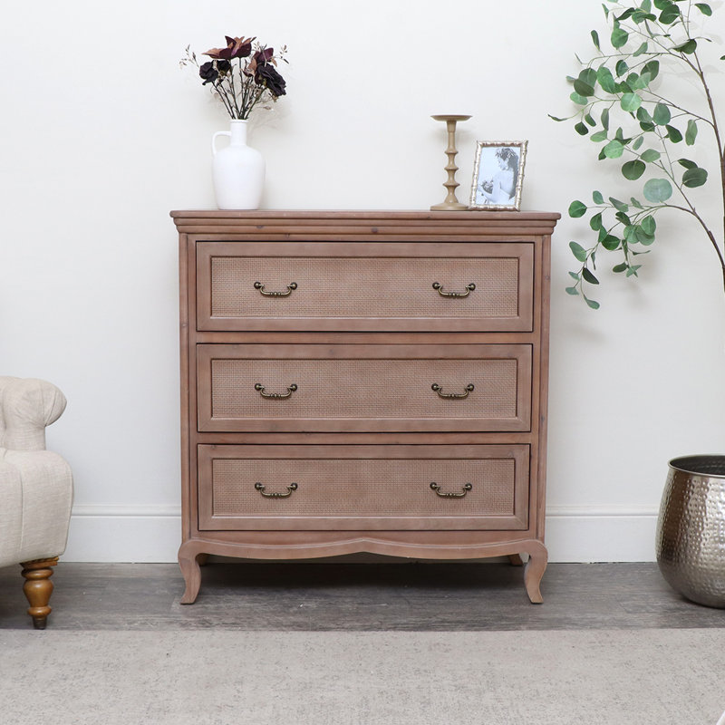 Solid Wood 102cm W 3 - Drawer Chest of Drawers
