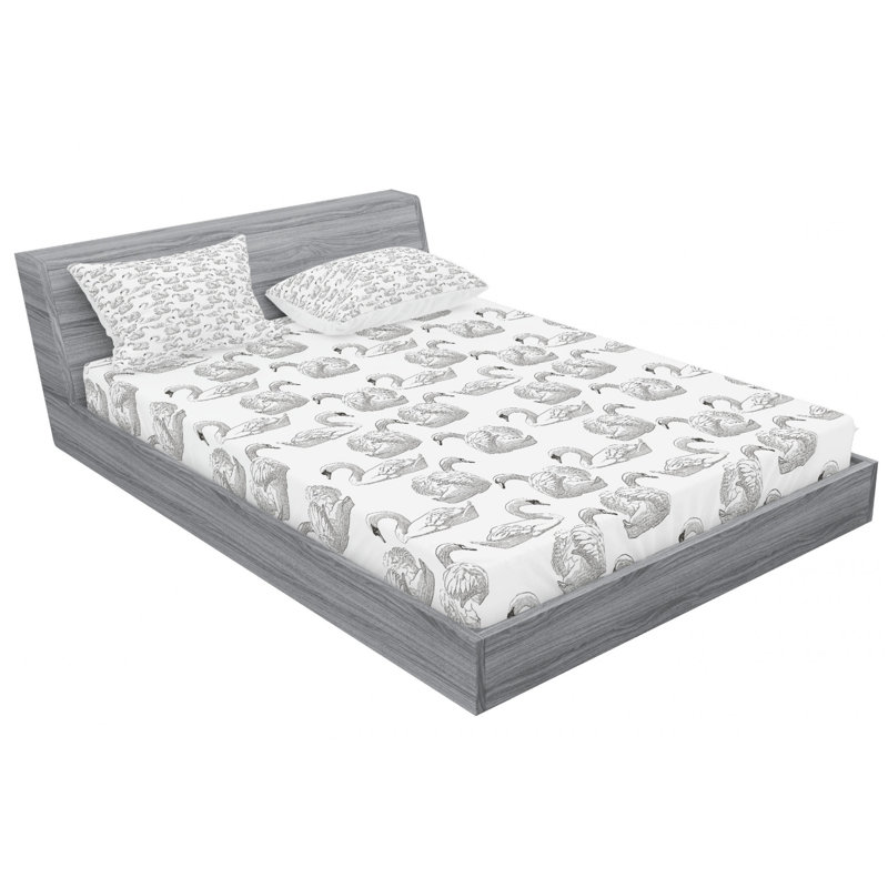 Swan Microfiber Sheet Set, Full Sheet Set with Fitted Sheet