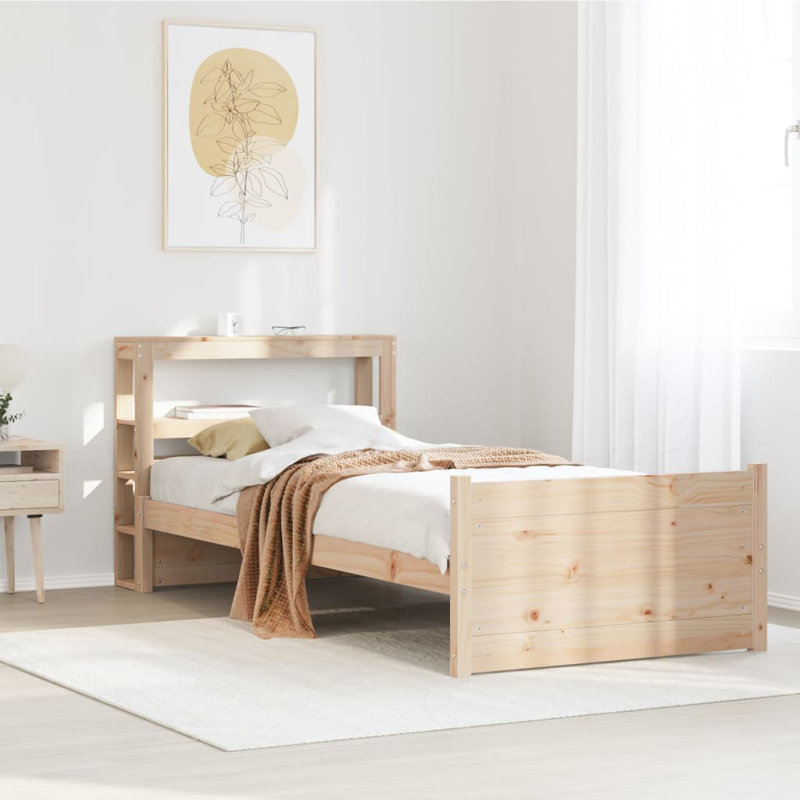 Solid Wood Bed Frame, 90cm x 190cm, Natural